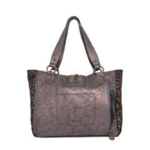 MW1058G-8317 BK Montana West Leopard Print Collection Concealed Carry Tote BLACK - Picture 2 of 3